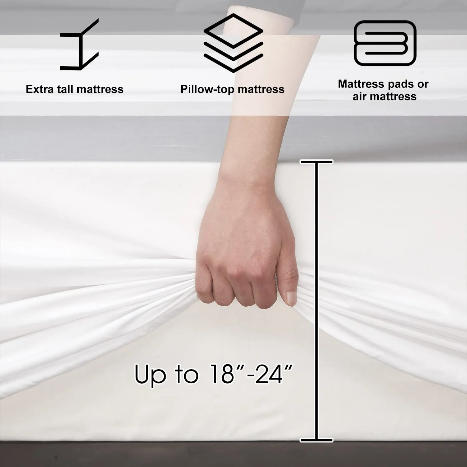 100% Bamboo Sheets King Size- Extra Deep Pocket Sheets Fits 18"-24" Thick Mattress,White Bamboo Sheets Luxury Silky Soft Breathable Cooling Bed Sheets No Sweat, Cool Sheets For Hot Sleepers.