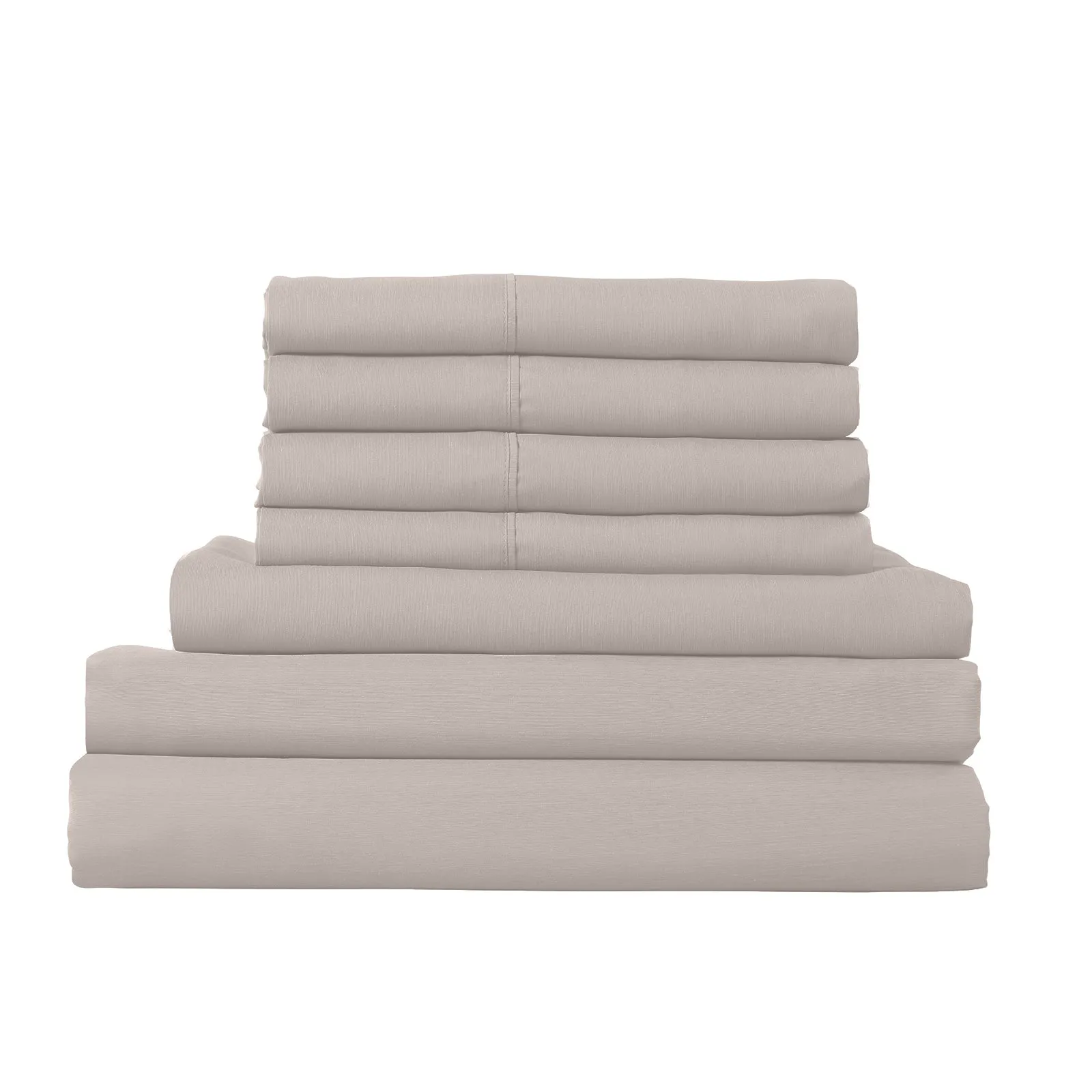 1500 Thread Count 6 Piece Combo And 2 Pack Duck Feather Down Pillows Bedding Set - King - Stone