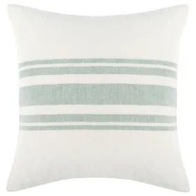 22 Inch Square Linen Accent Throw Pillow, Stripe Design, Eucalyptus, White By Casagear Home