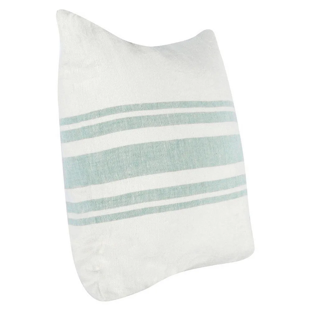 22 Inch Square Linen Accent Throw Pillow, Stripe Design, Eucalyptus, White By Casagear Home