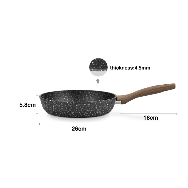 24Cm Stainless Steel Non-Stick Frying Pan With Wooden Handle F49-8-1331