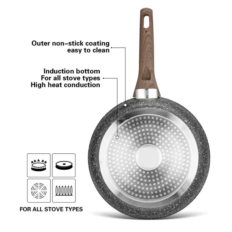 24Cm Stainless Steel Non-Stick Frying Pan With Wooden Handle F49-8-1331