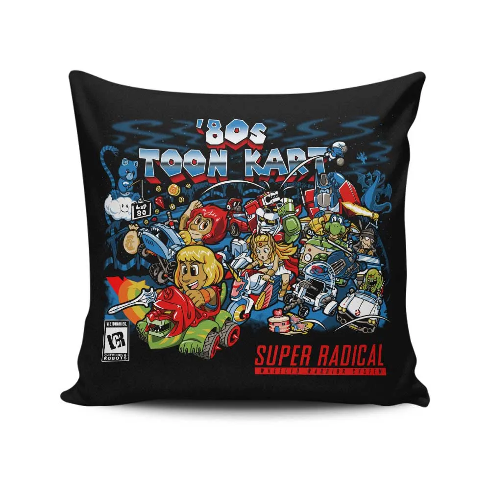 80's Toon Kart - Throw Pillow