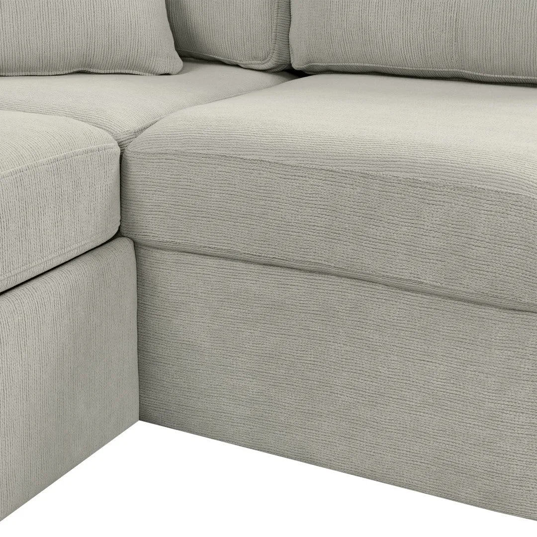 86.6" L-Shaped Sectional Sofa with Pull-Out Bed, Ottoman, 2 USB Ports, 2 Cup Holders, Gray