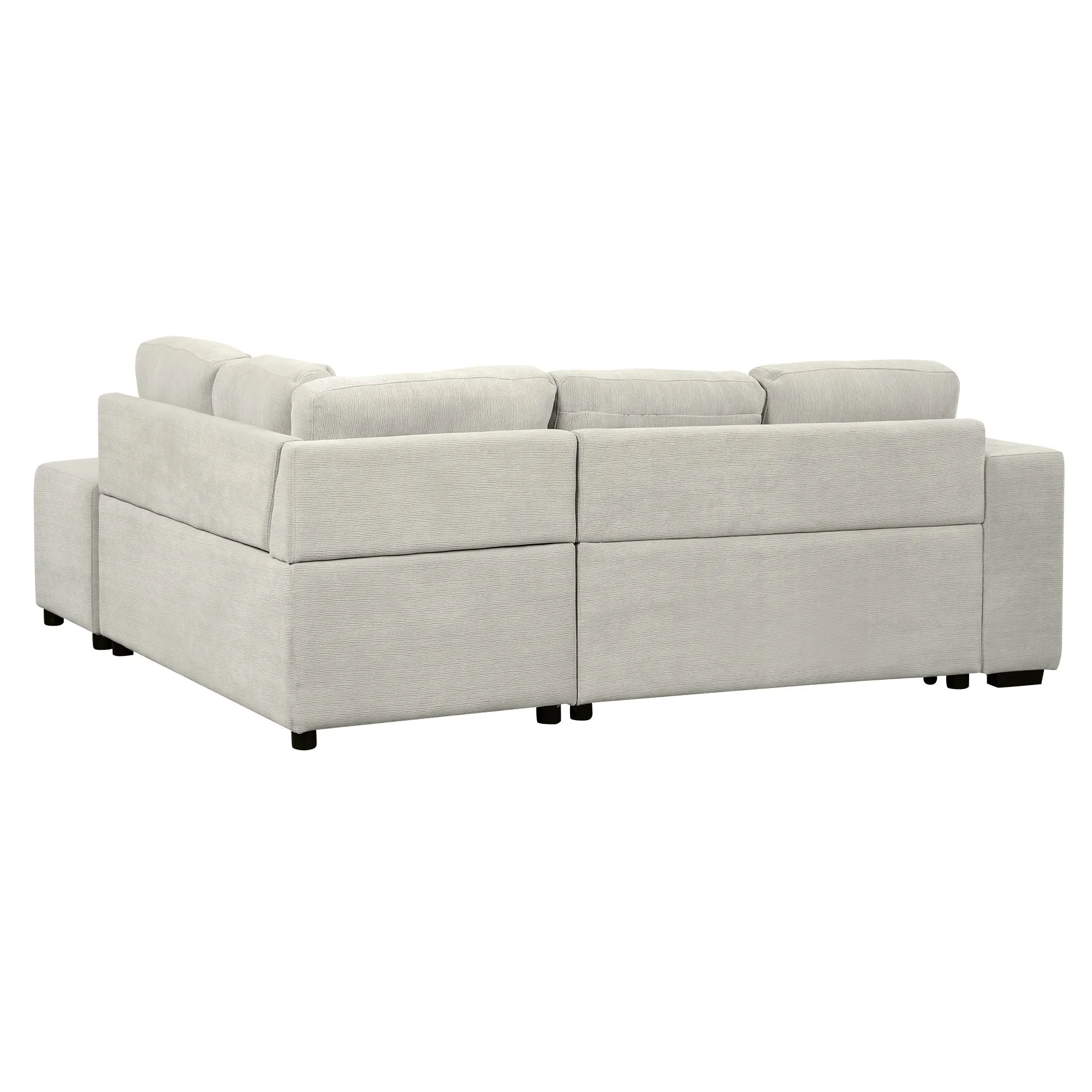 86.6" L-Shaped Sectional Sofa with Pull-Out Bed, Ottoman, 2 USB Ports, 2 Cup Holders, Gray