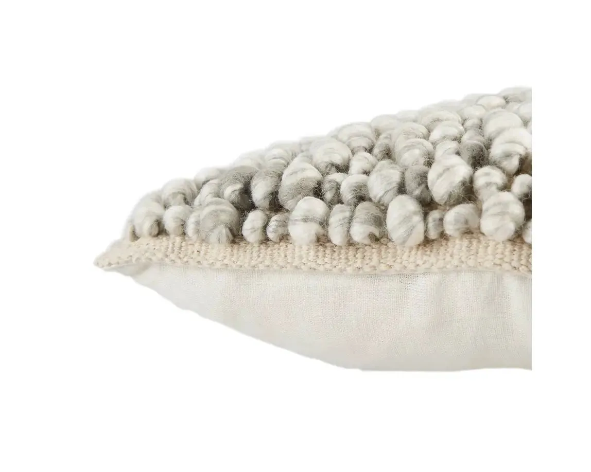 Angora Kaz Pillow- Ivory/Gray