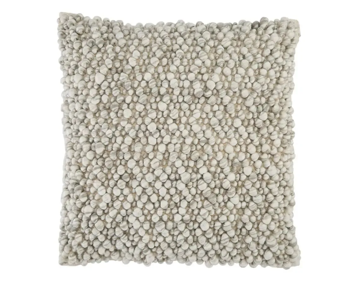 Angora Kaz Pillow- Ivory/Gray