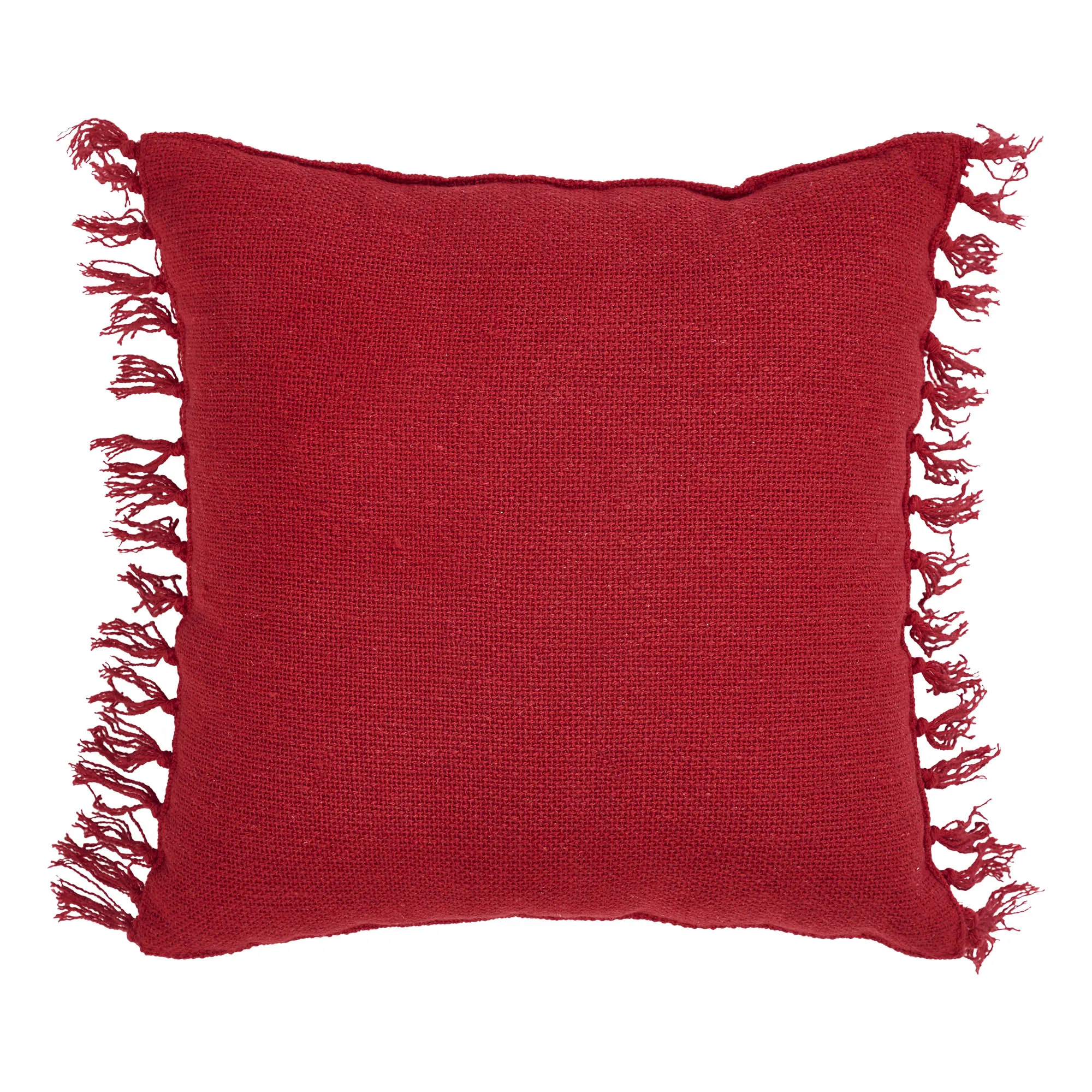 Arendal Red Stripe Pillow Fringed 12x12