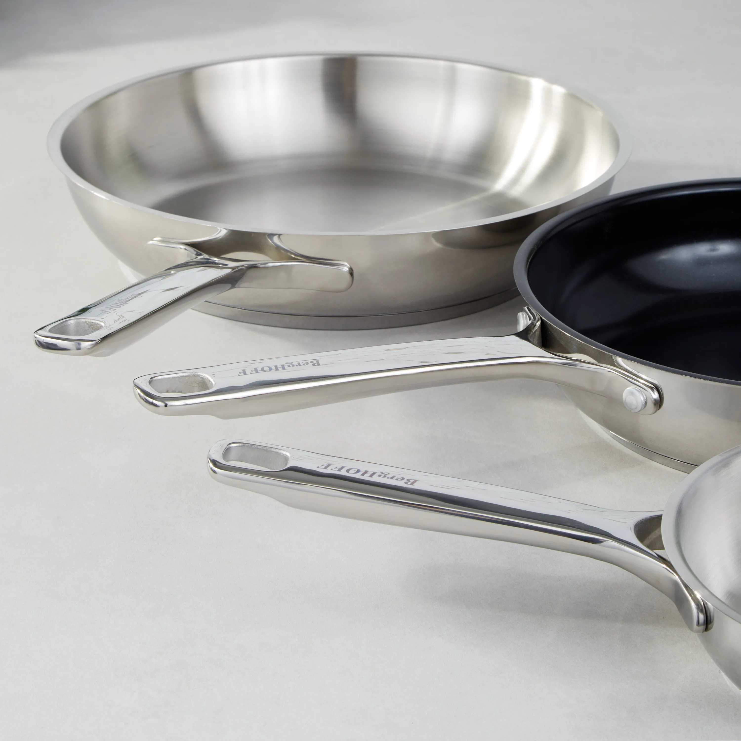 BergHOFF DiNA Helix 18/10 Stainless Steel 3Pc Frying Pan Set, Recycled