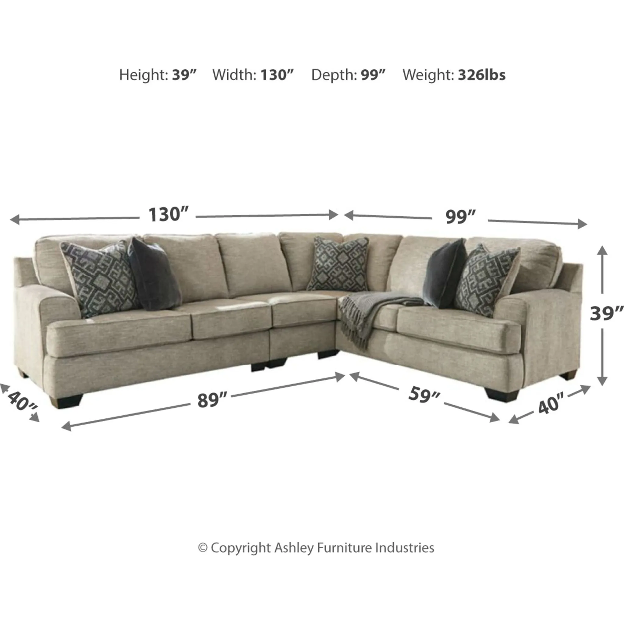 Bovarian 3 Piece Sectional