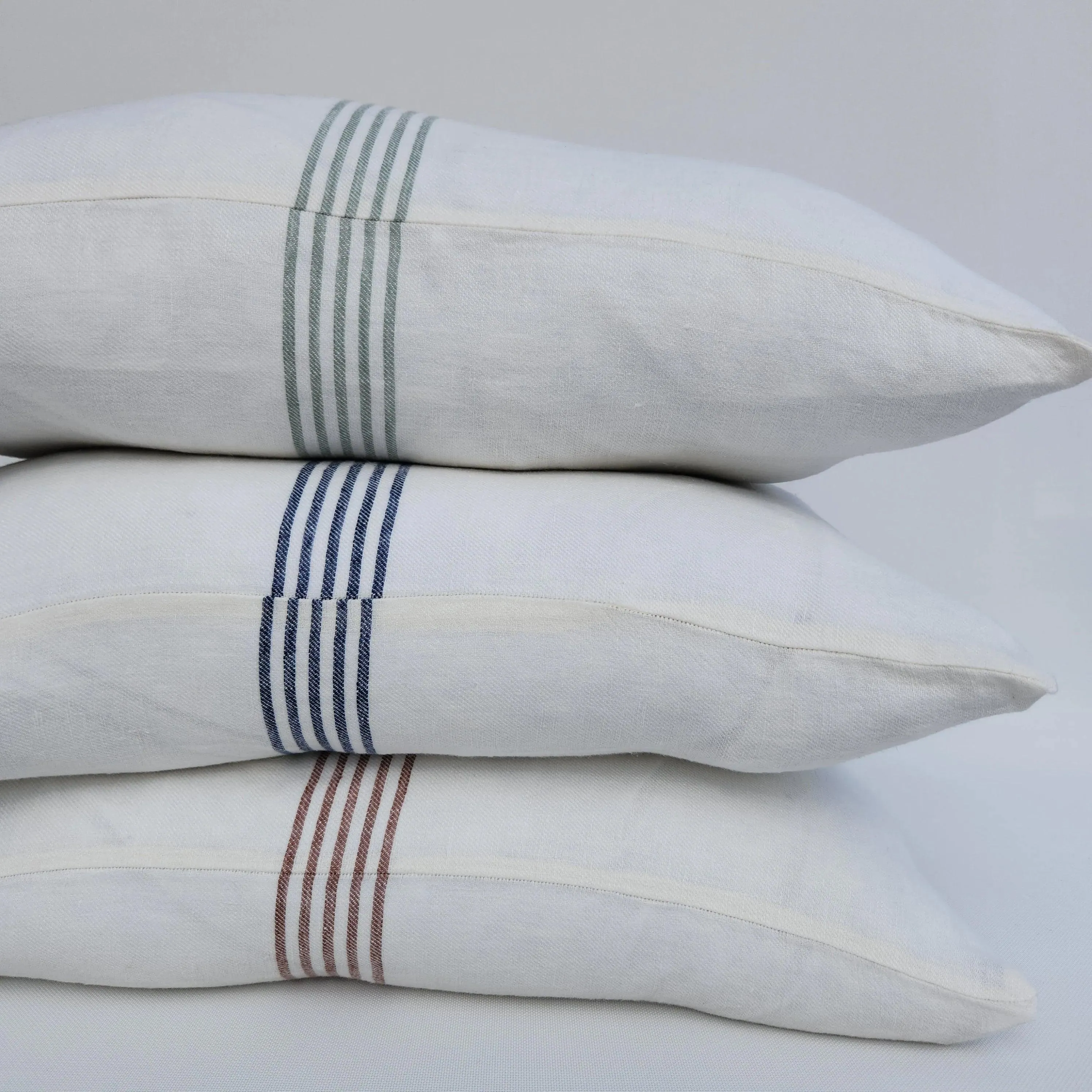 Casa French Linen Cushion | Serape Stripe Green