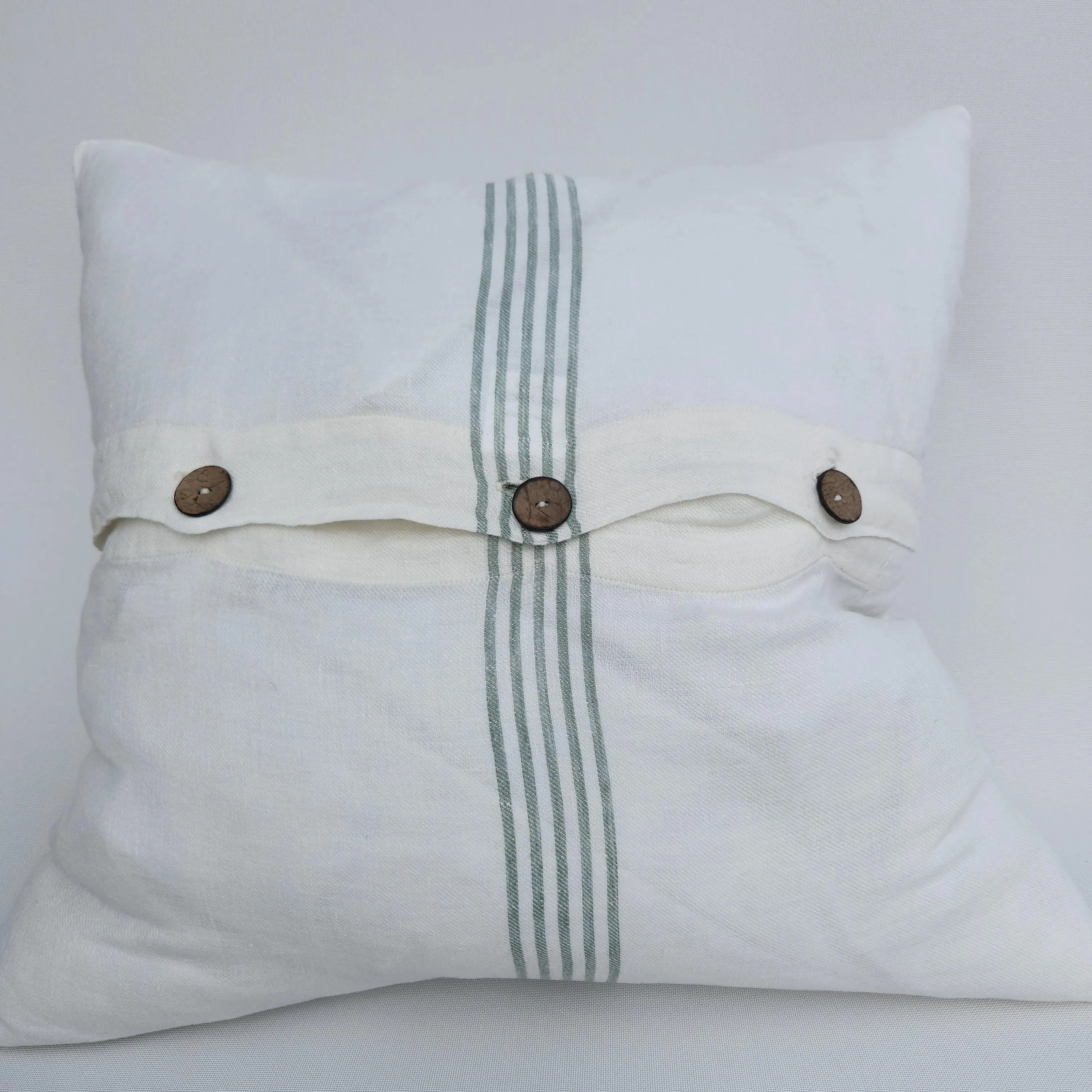 Casa French Linen Cushion | Serape Stripe Green