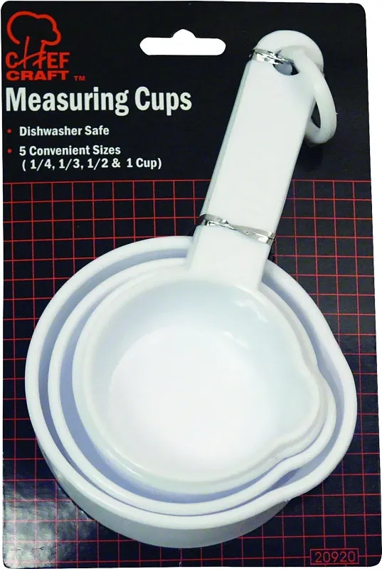 Chef Craft 20920 Measuring Cup Set, Metric Graduation, Plastic, White :SET: QUANTITY: 1