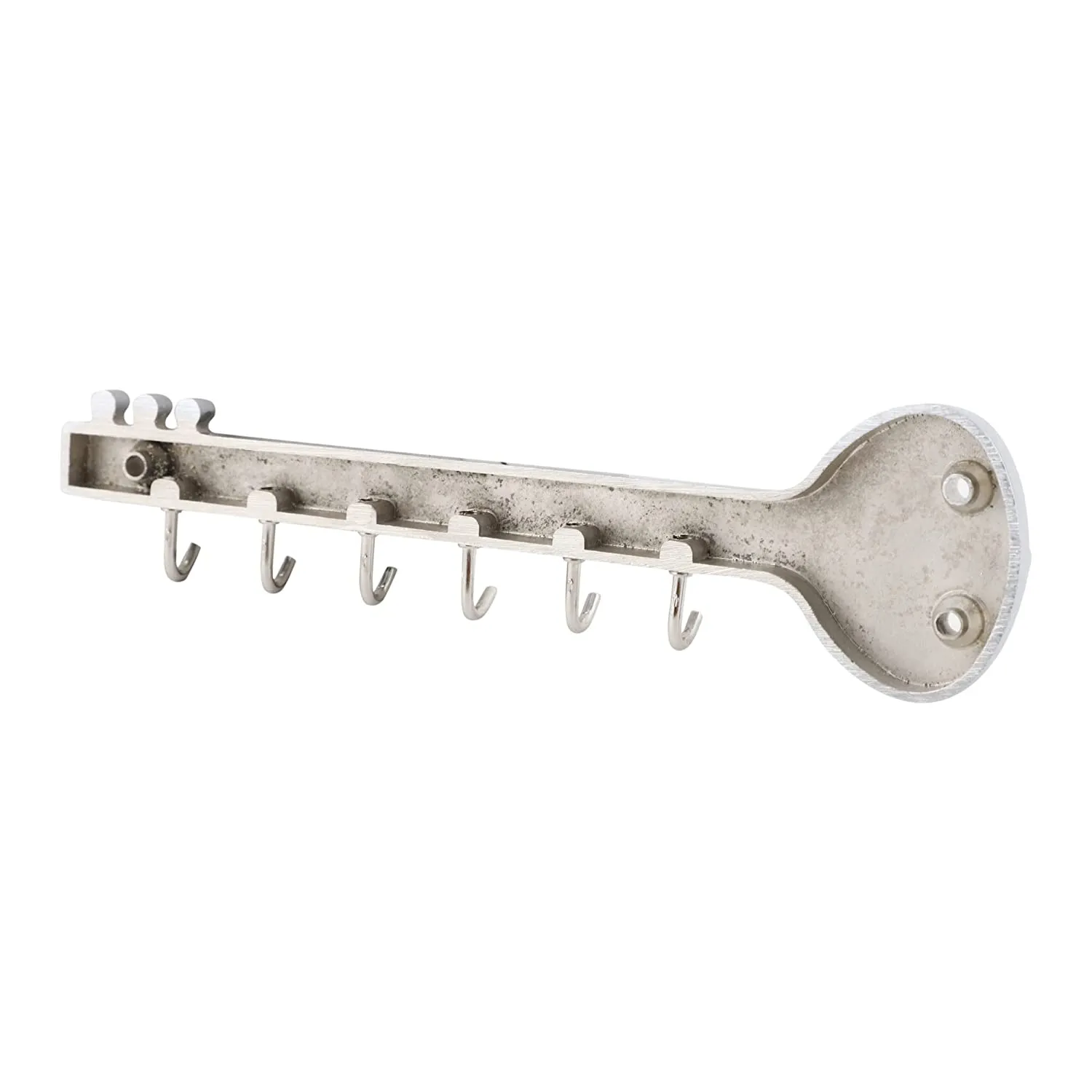 Chrome and Shiny Guitar Key Holder for Wall - 6 pin Key Hanging Hooks Rail