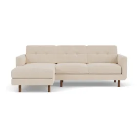 Conrad Boucle Left Chaise Sofa (Walnut Natural, Sand Dune)