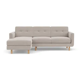 Conrad Fabric Left Chaise Sofa (Oak, Agnes Brown)