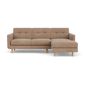 Conrad Fabric Right Chaise Sofa (Oak, Caramel)