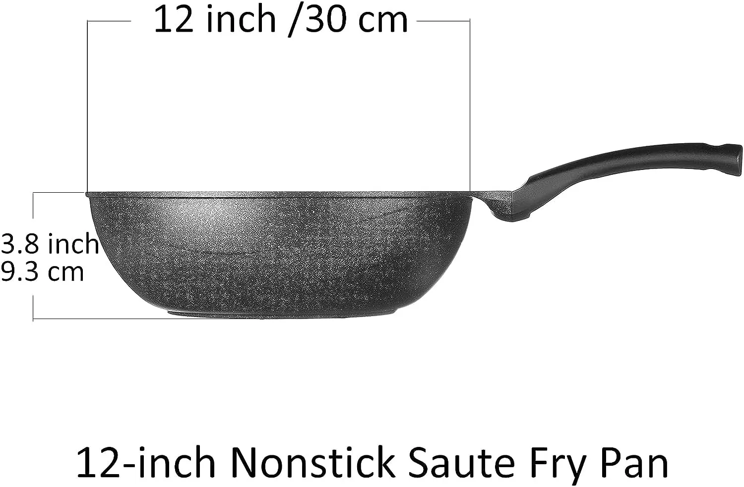 Cook N Home Marble Nonstick Saute Stir Fry Wok Pan 11-inch/12-inch Made in Korea