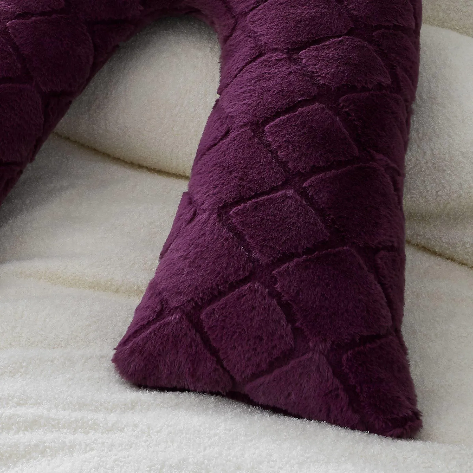 Cosy Diamond V Shaped Cushion Plum