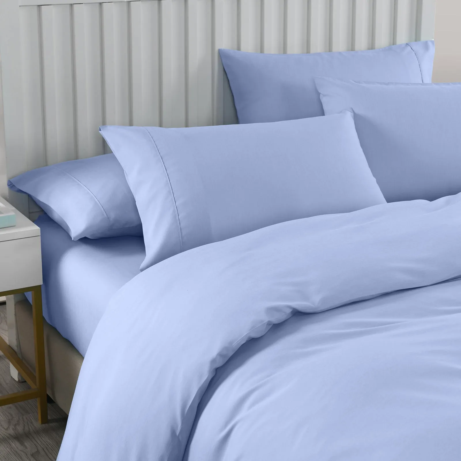 DOUBLE 2000TC Bamboo Cooling 6-Piece Bedding Combo Set - Light Blue