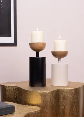 Elan Pillar Candle Holders - White & Black