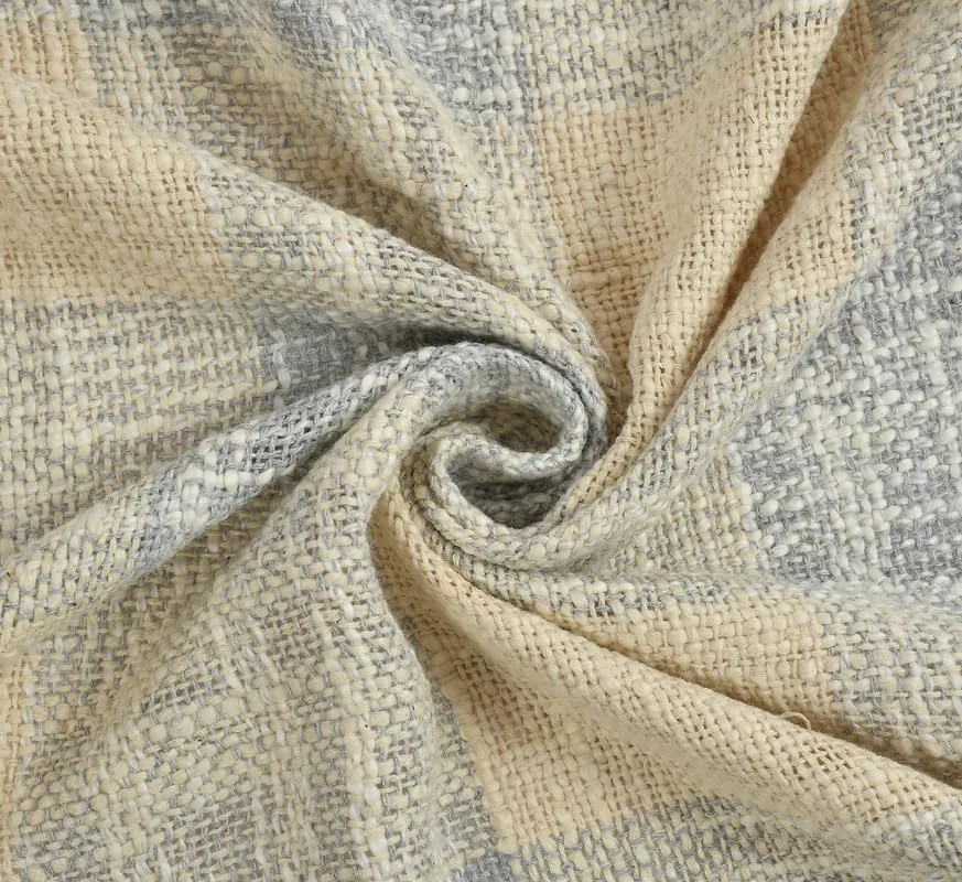 Fashion Throw 100% Cotton Handloom Throw Soft Blanket (FT_05) for Winter Warm Comforter/Throw | AC Blanket Sofa Couch Throw/Blanket_(50 x60 inch)_Beige/Grey.