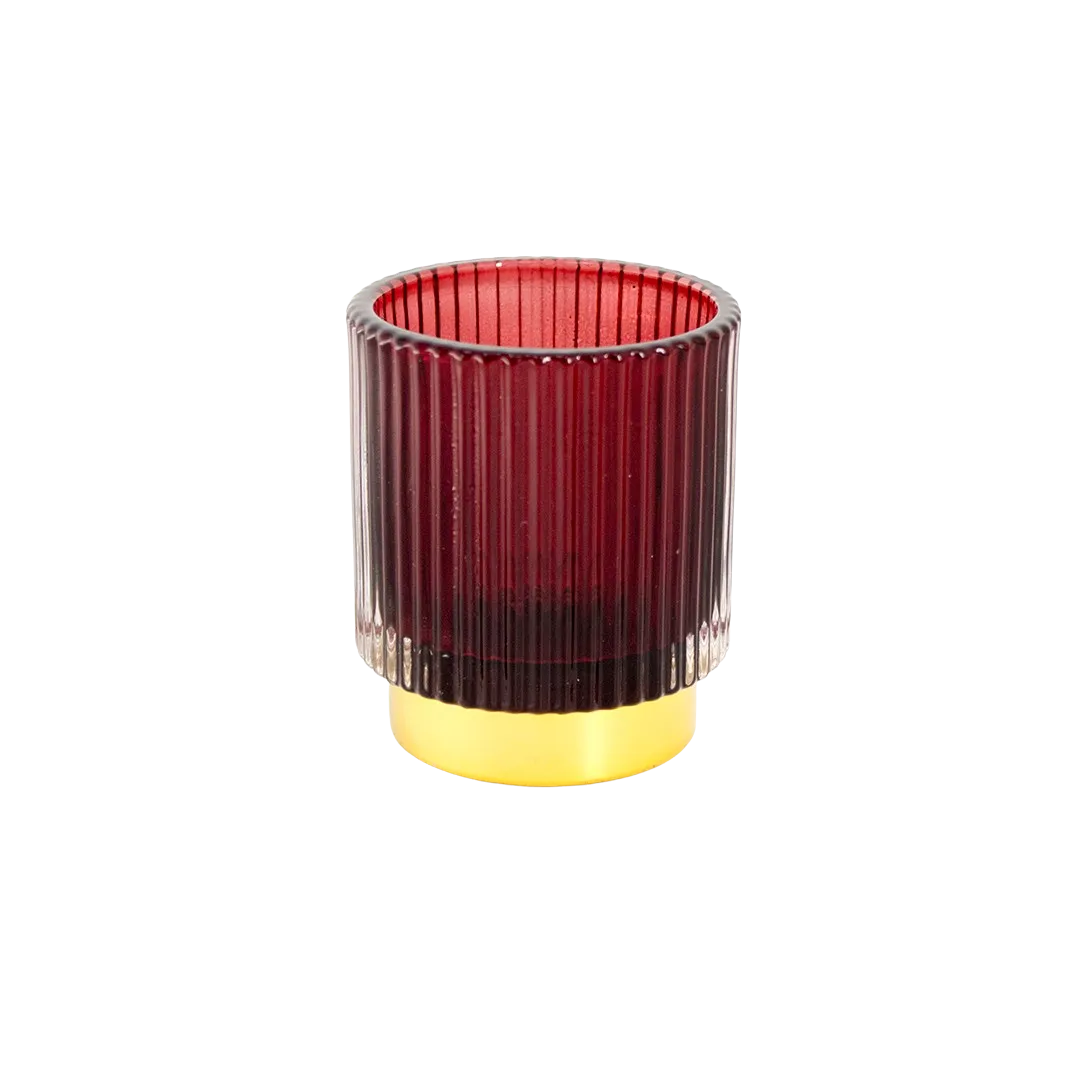 GLASS CANDLE HOLDER BORDEAUX 8X6CM