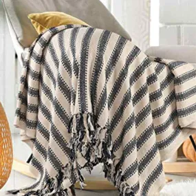 Handwoven Strip Cotton Throws | 71 X 51 Inches