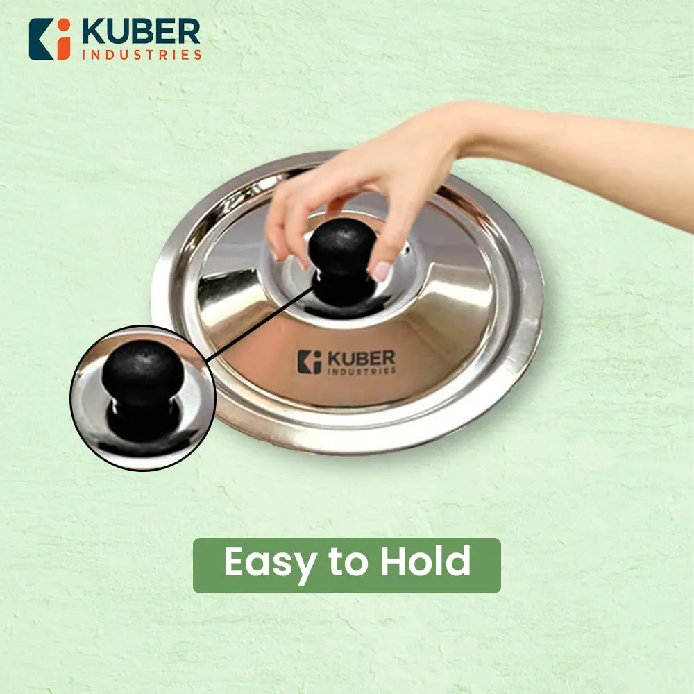 Homestic Stainless Steel Multipurpose Lid with Knob | Sturdy Knob & Durable | Suitable for Pots, Pans, Kadhai, Tawa | Easy to Clean & Hold | Steel Cooking Lid Set of 5