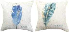 Indigo Feather Reversible Indoor Pillow by Lisa Audit©