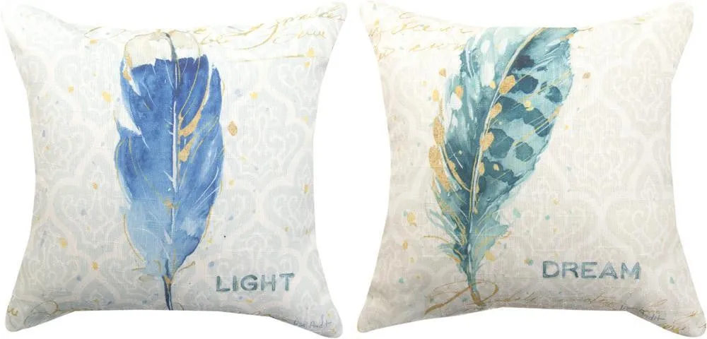 Indigo Feather Reversible Indoor Pillow by Lisa Audit©