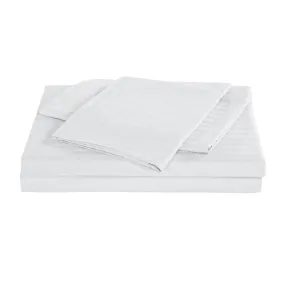 Kensington 1200 Thread Count 100% Egyptian Cotton Sheet Set Stripe Hotel Grade - Double - White