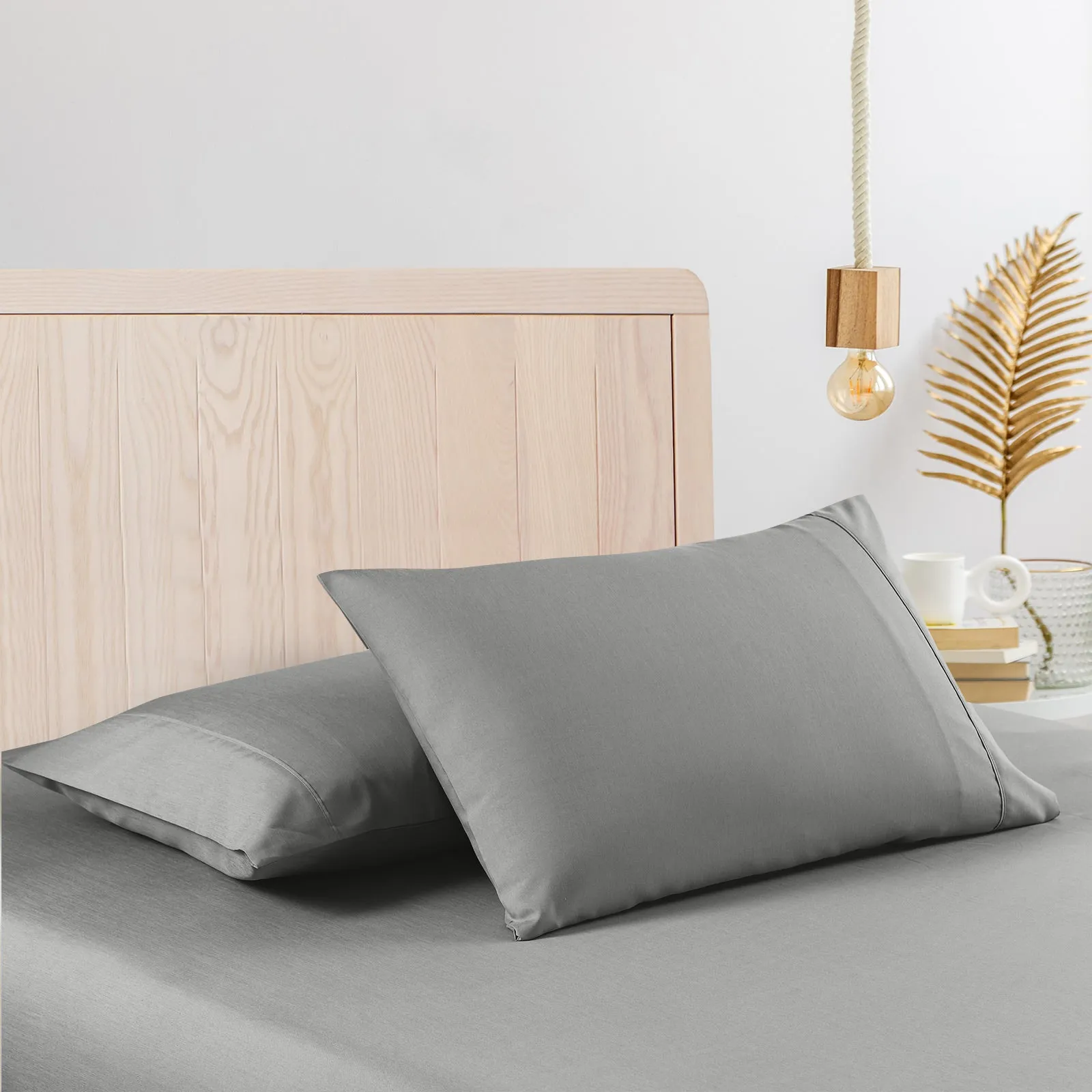 King Single Casa Decor Bamboo Cooling 2000TC Sheet Set Cloud Grey