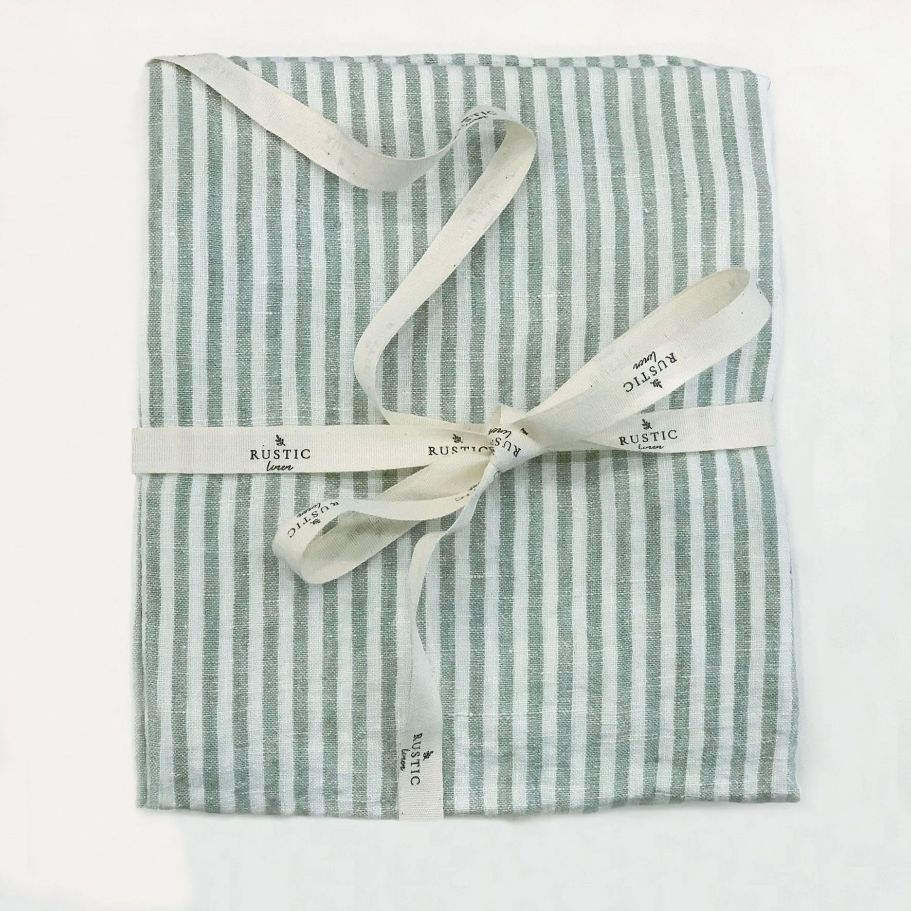 Linen Stonewashed p/case pair sage stripe