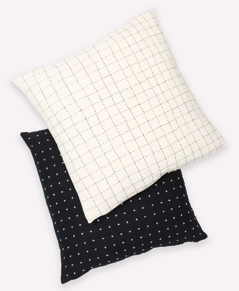 Mini Grid-Stitch Throw Pillow - Bone