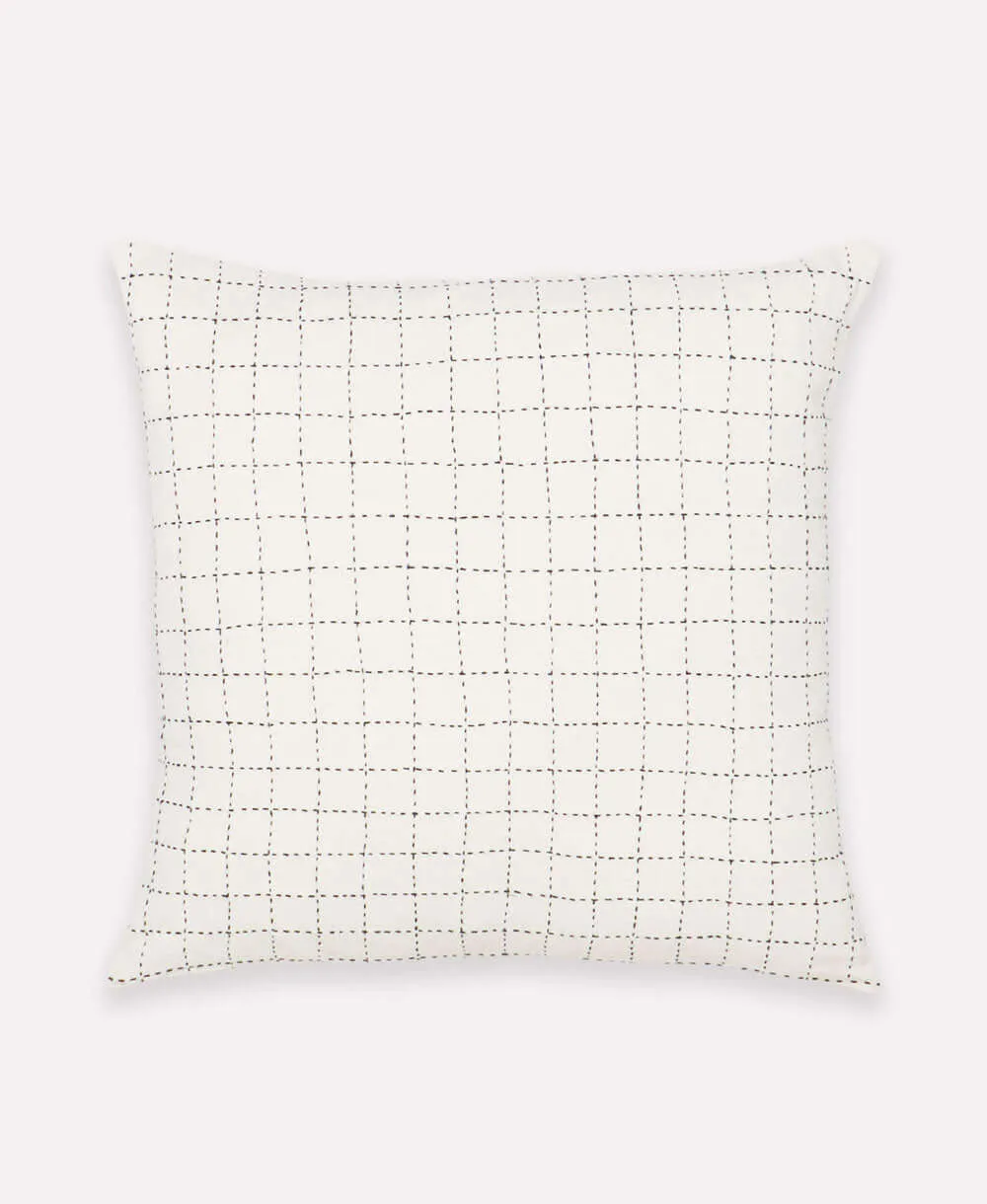 Mini Grid-Stitch Throw Pillow - Bone