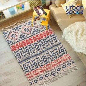 Natural Cotton Printed Door Mat with tassels - CPRugs_009