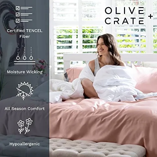 Olive   Crate Eucalyptus Cooling Pillowcases King Size | Certified Tencel Lyocell Fiber | Cool Vegan Silk Static Free for Skin and Hair | Softer Than Cotton and Linen | Basalt