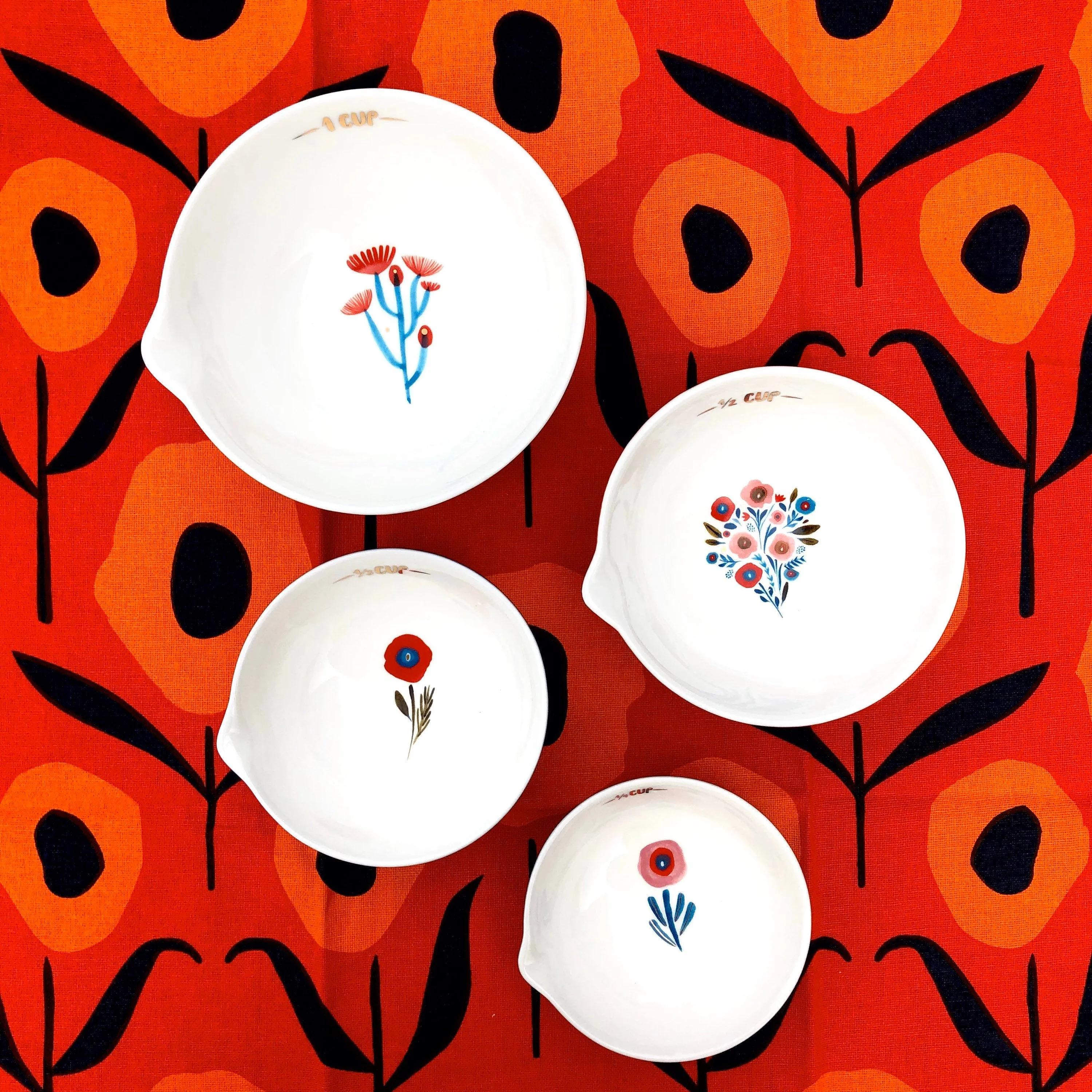 Poppies & Posies Ceramic Measuring Cups