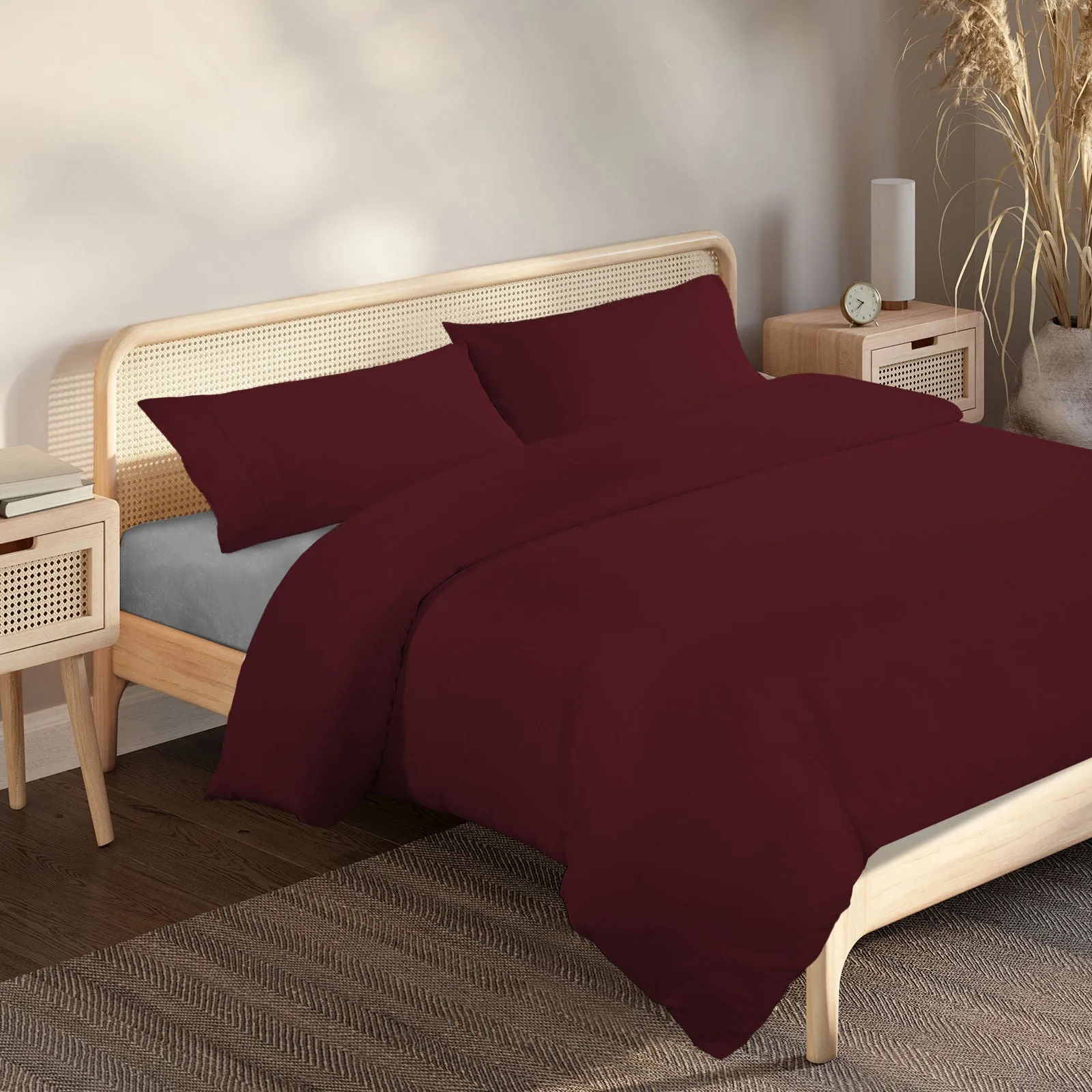 QUEEN Blended Bamboo Quilt Cover Set - Malaga Wine