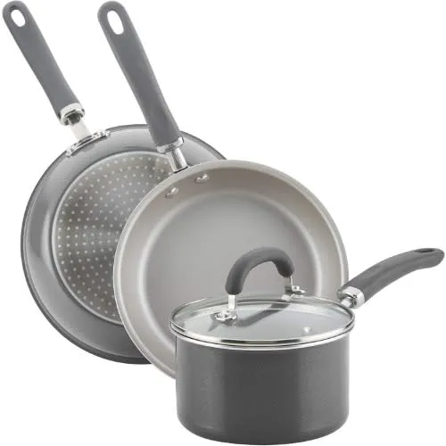 Rachael Ray Nonstick Cookware Pots And Pans Set - 13 Piece - Grey Shimmer