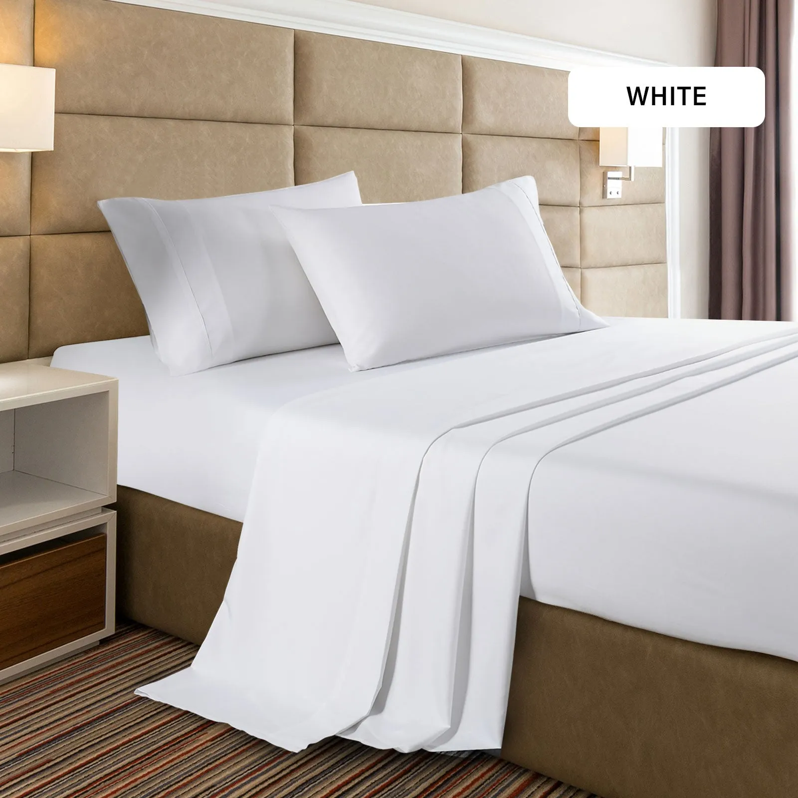 Single Casa Decor Bamboo Cooling 2000TC Sheet Set - White