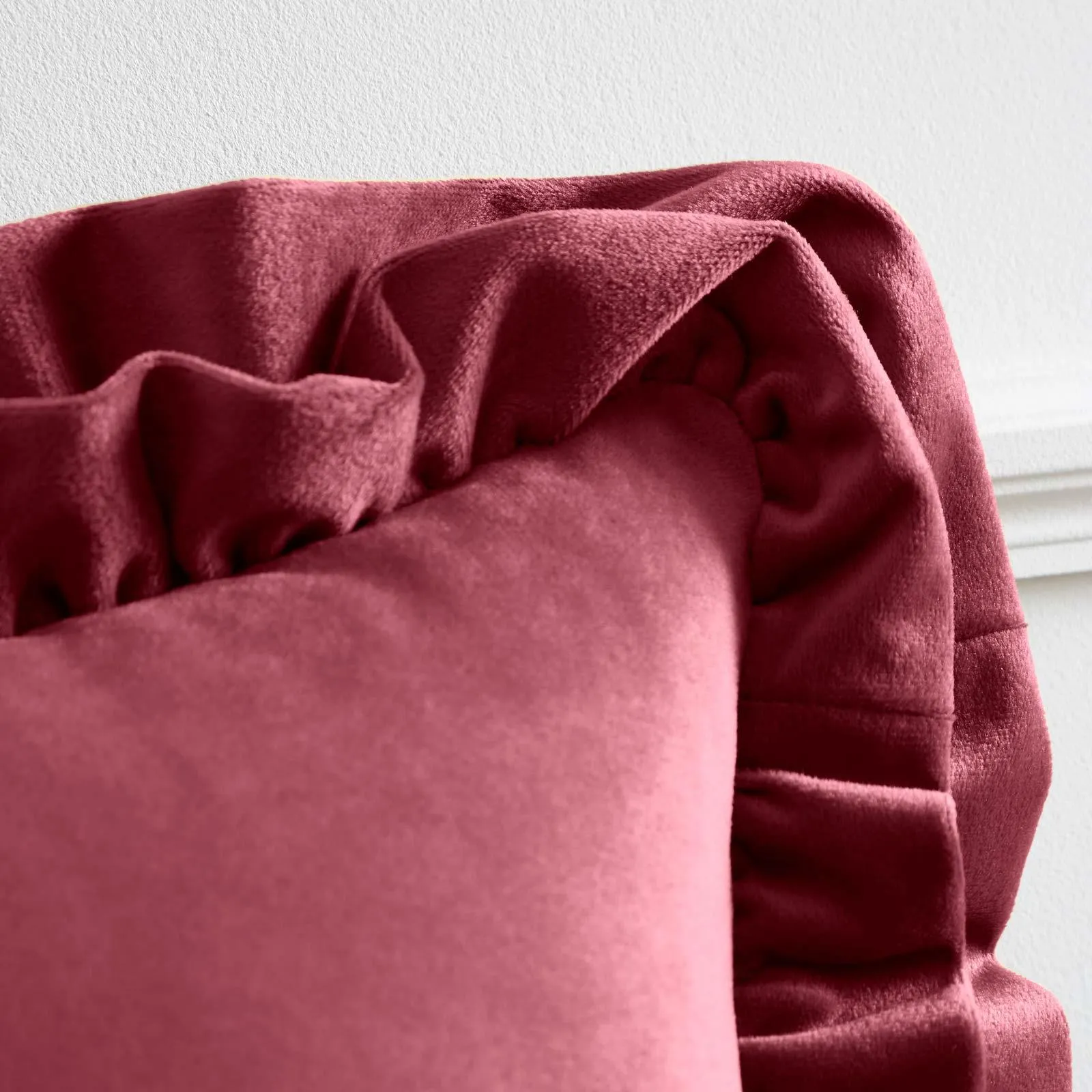 So Soft Velvet Touch Double Frill Cushion Raspberry