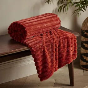 Soft and Cosy Ribbed Throw - Orange