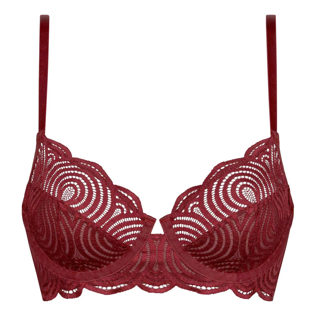 Soutien-gorge emboitant à armatures en dentelle vague rouge Mod de Dim