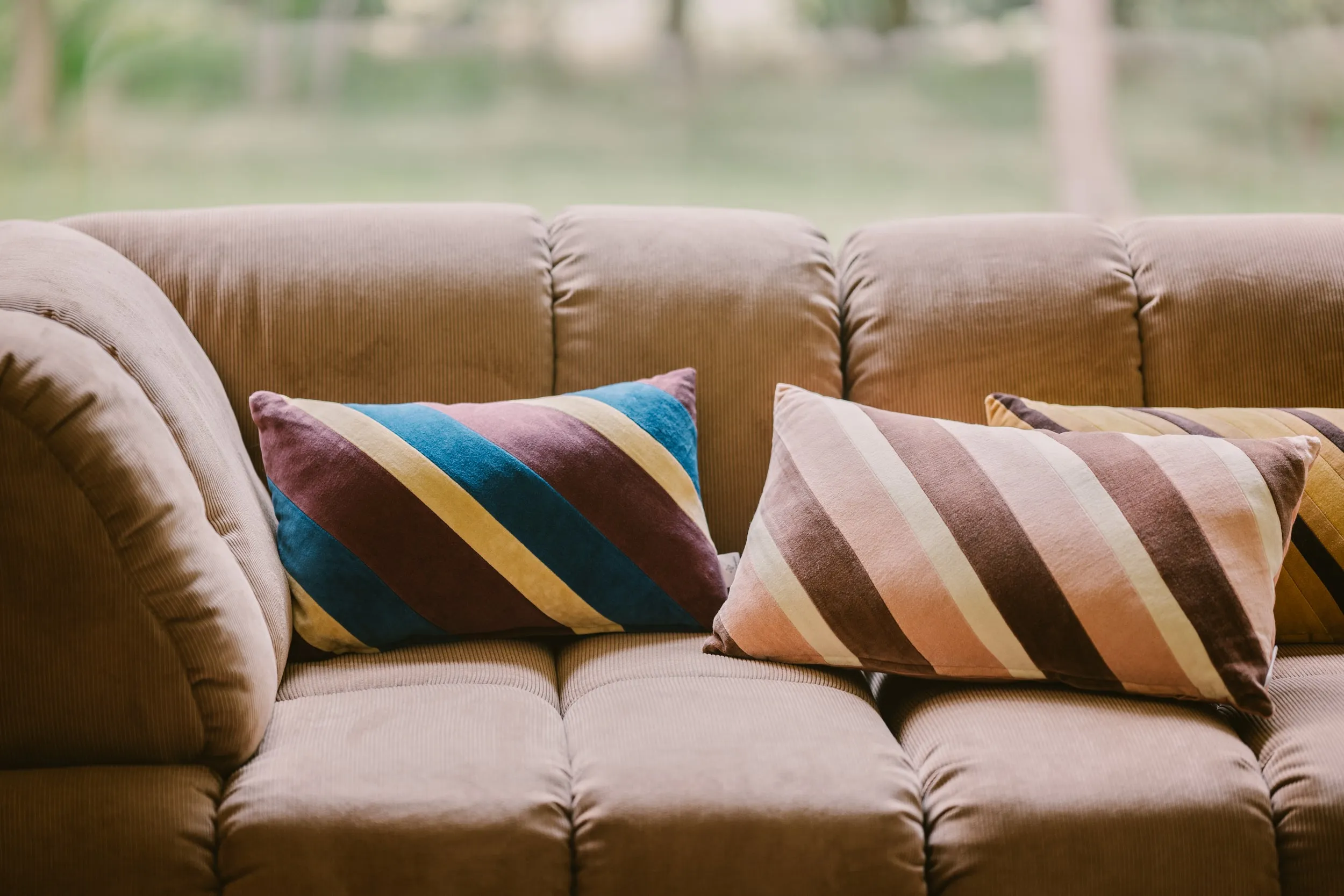 Striped Rose Velvet Cushion