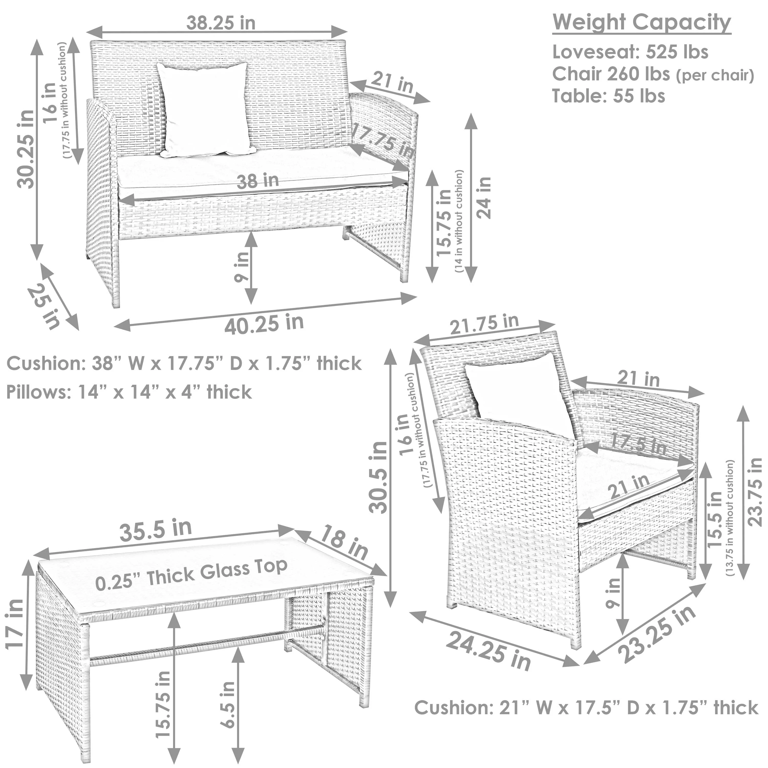 Sunnydaze Ardfield 4-Piece Patio Conversation Set with Cushions