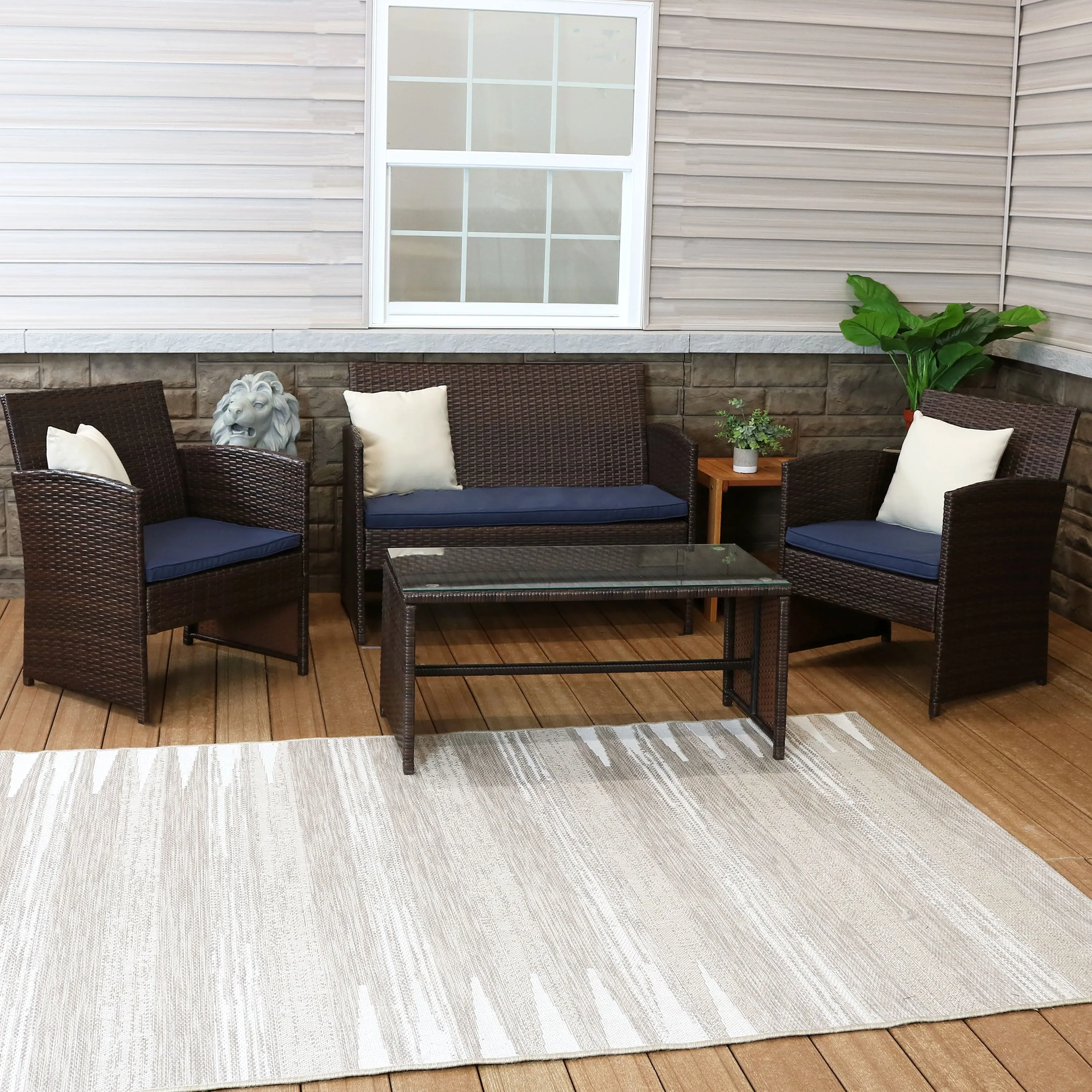 Sunnydaze Ardfield 4-Piece Patio Conversation Set with Cushions