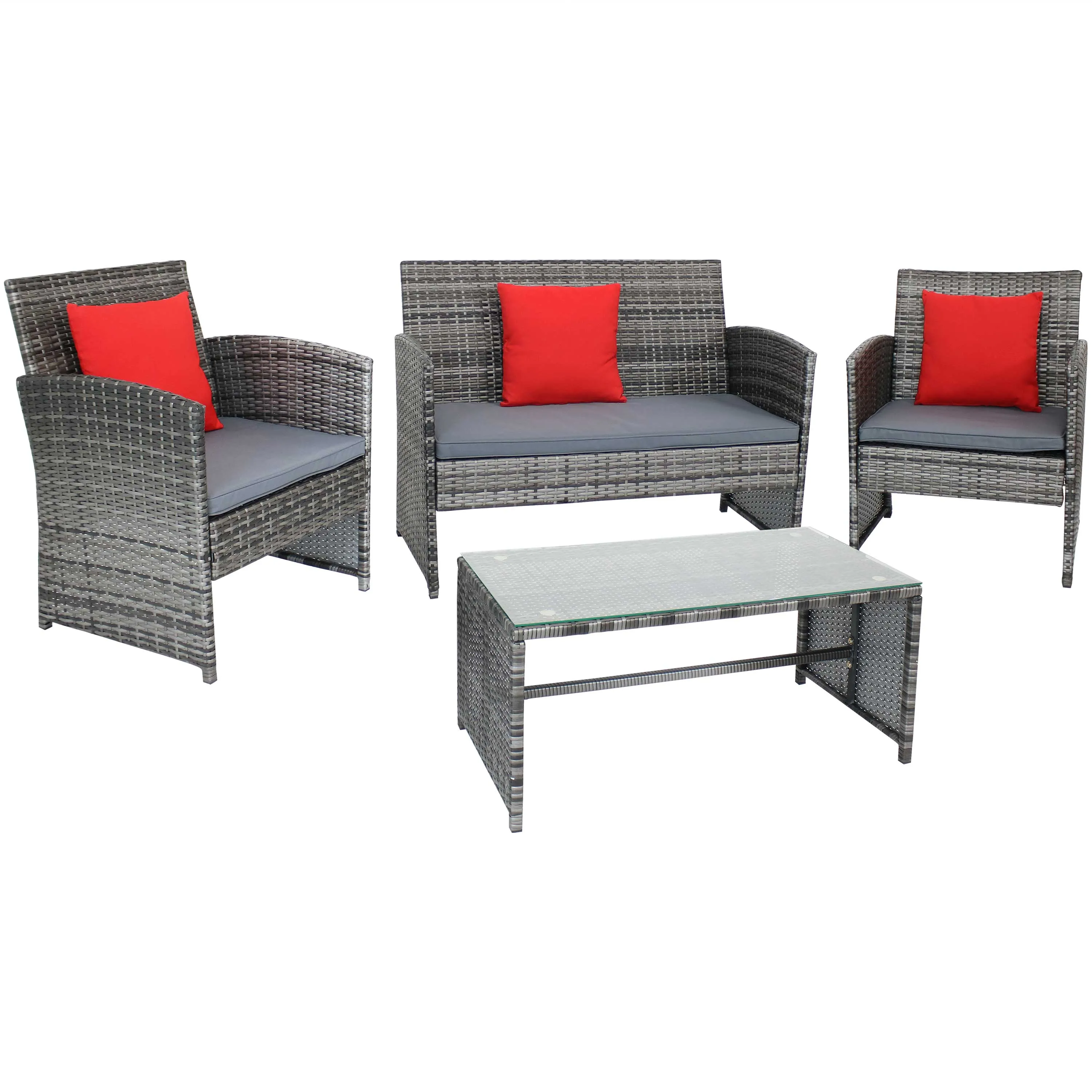 Sunnydaze Ardfield 4-Piece Patio Conversation Set with Cushions