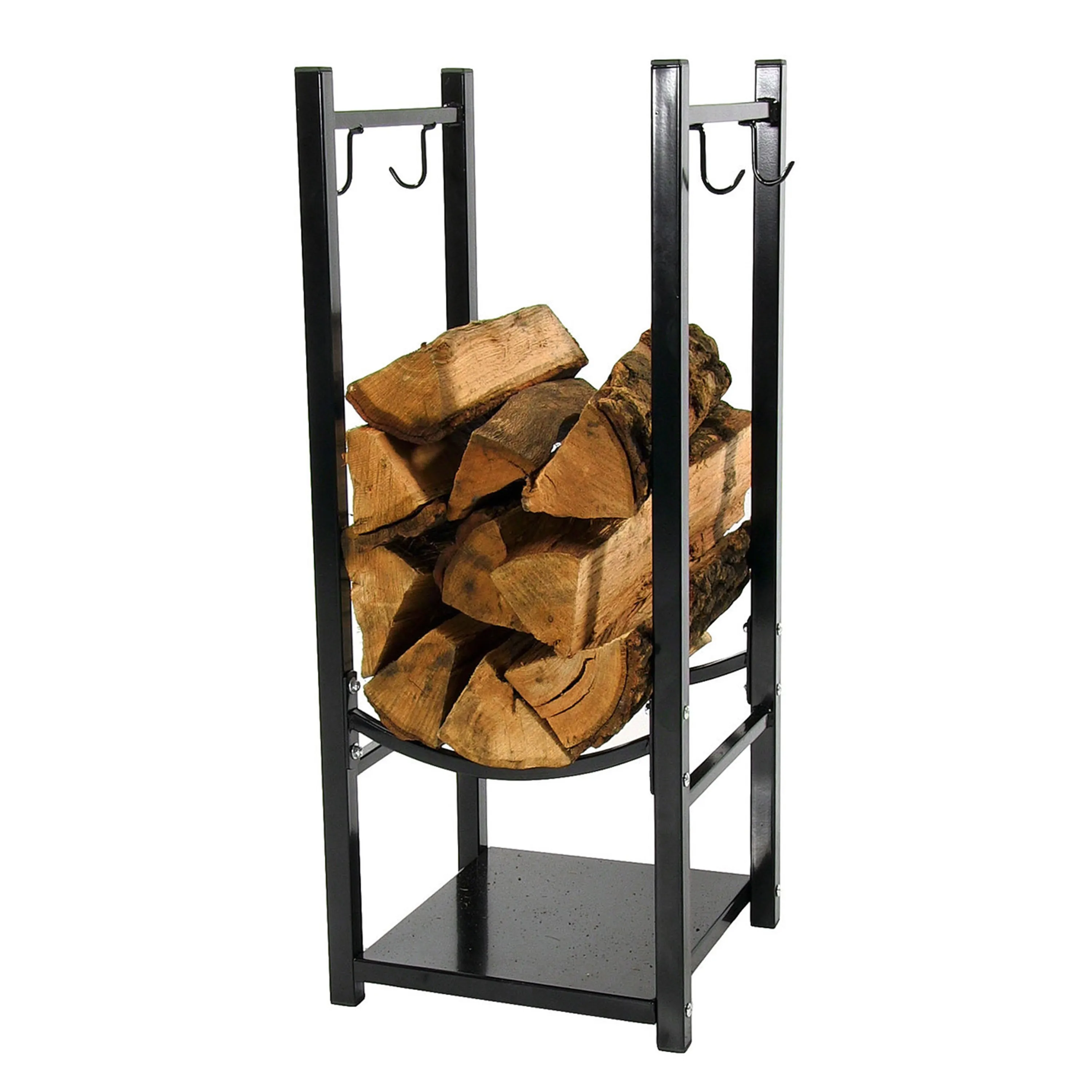 Sunnydaze Outdoor Firewood Storage Rack with Tool Holders